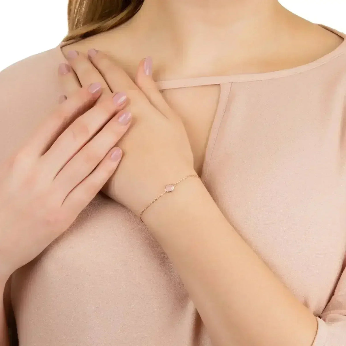 Pisa Mini Teardrop Bracelet Rosegold Pink Tourmaline