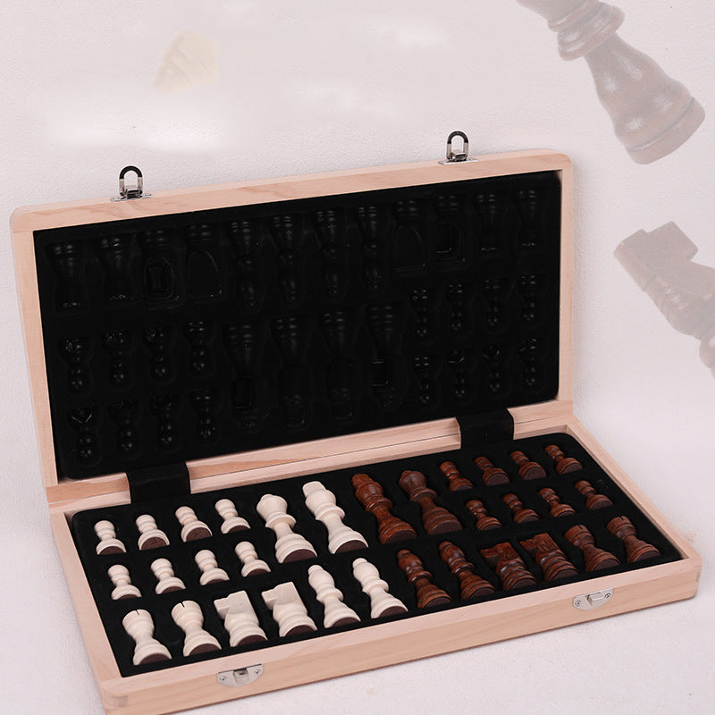Magnetic Chess Folding Solid Wood Double Queen Set Chessboard Adult Board Game Children's Puzzle Toy