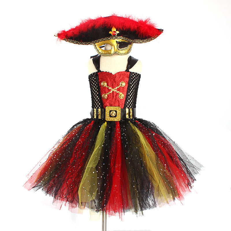 Halloween Pirates Of The Caribbean Costume Sequin Gauze Girls Dress Costumes