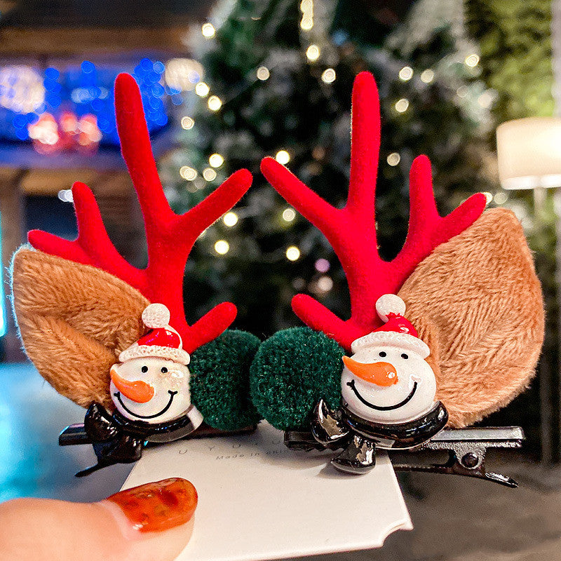 Christmas Hairpin Duck Clip Headdress Snowman Cute Antler Clip Hair Ornament