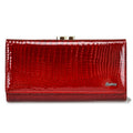 Women's Long Genuine Leather Patent Crocodile Pattern Ladies Wallets