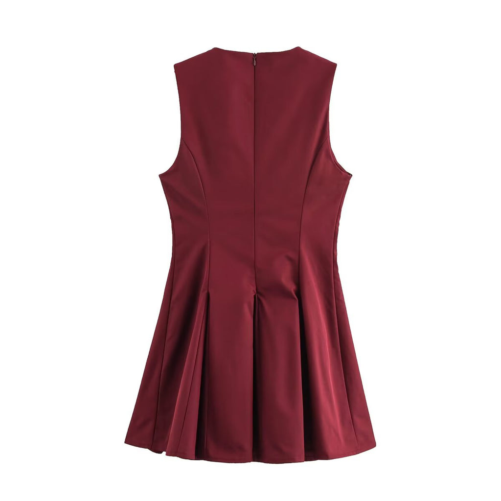 Spring Women Clothing Wide Swing Bowknot Decoration Short Dress