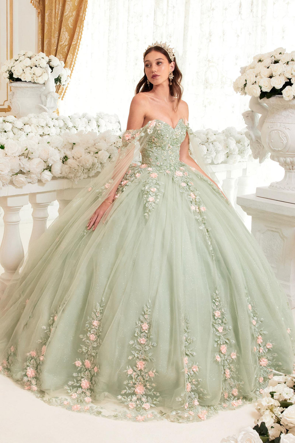 Ladivine 15716 Poofy Princess A-Line Ballgown Off Shoulder Cap Sleeve