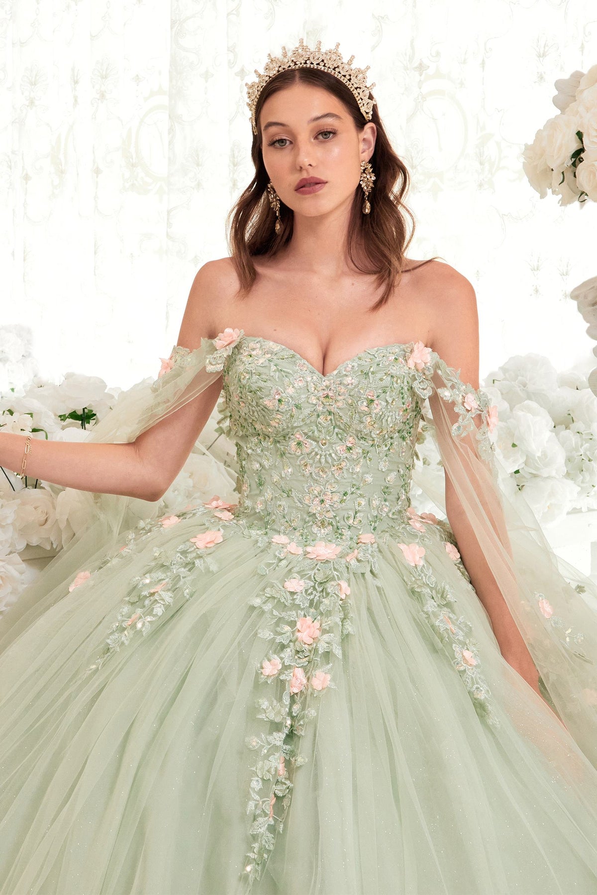 Ladivine 15716 Poofy Princess A-Line Ballgown Off Shoulder Cap Sleeve