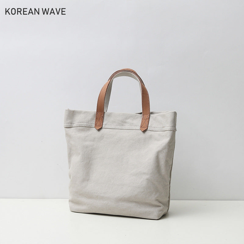 Summer Canvas With Cowhide Portable Mori Shoulder Bags