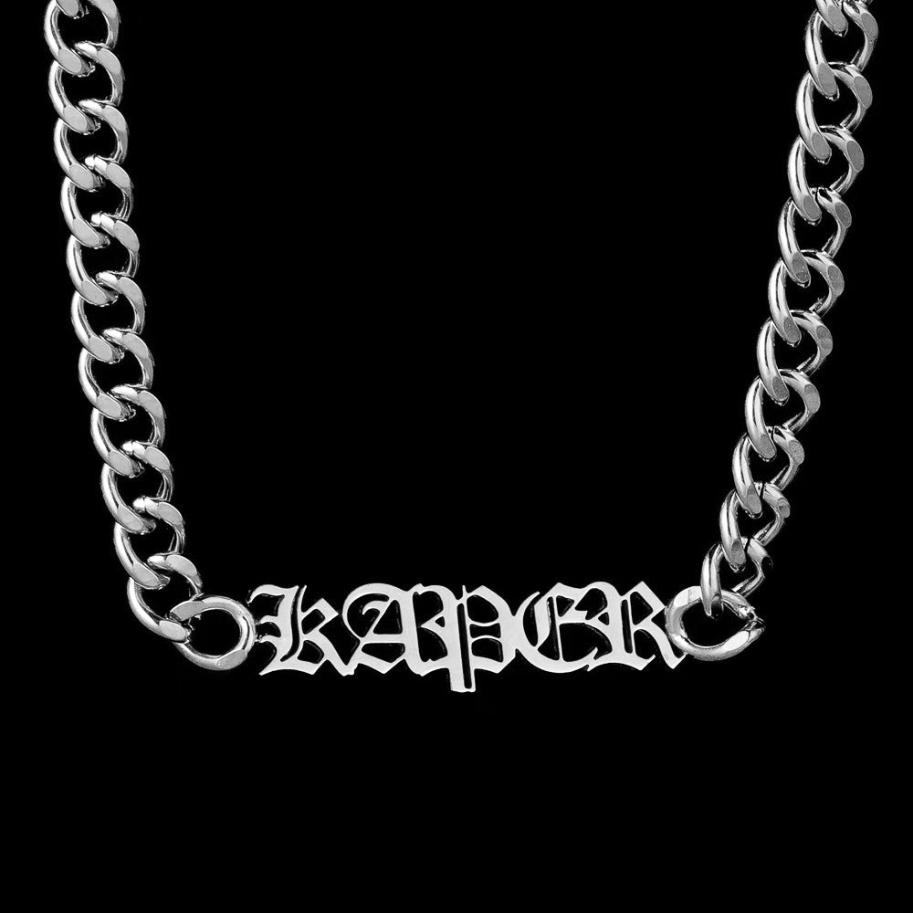 FLIPSTYLEZ LLC Metallic Silver Custom Engraved Cuban Chain Necklace & Bracelet Set | Tarnish-Free Stainless Steel Personalized Jewelry for Men & Women