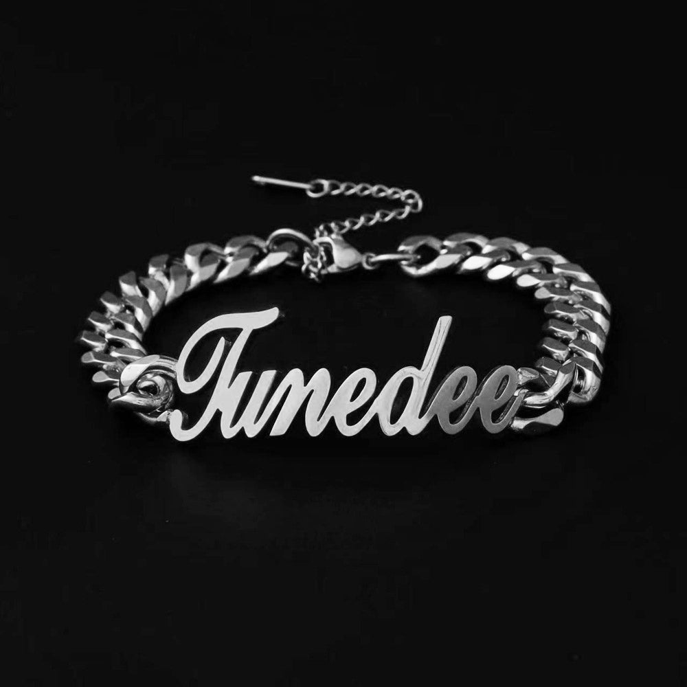 FLIPSTYLEZ LLC Metallic Silver Custom Engraved Cuban Chain Necklace & Bracelet Set | Tarnish-Free Stainless Steel Personalized Jewelry for Men & Women