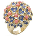1W106 Gold Brass Ring – Rose Coral Semi-Precious Stone