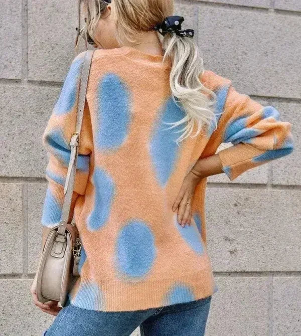 Pattern Drop Shoulder Sweater - Oversized Winter | Femstylo