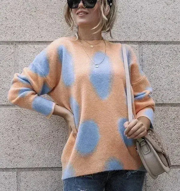 Pattern Drop Shoulder Sweater - Oversized Winter | Femstylo