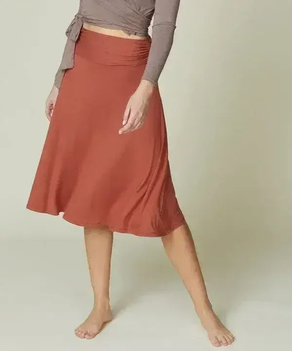 Bamboo Flared Skirt – Organic Mid-Length with Shirring