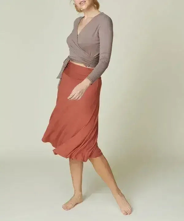 Bamboo Flared Skirt – Organic Mid-Length with Shirring
