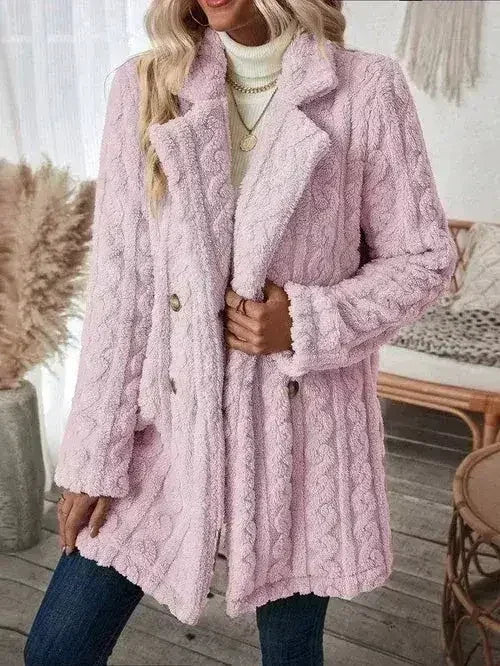 Sherpa long button front coat