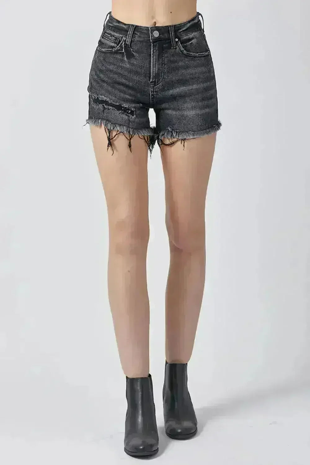 RISEN Raw Hem Denim Shorts with Pockets