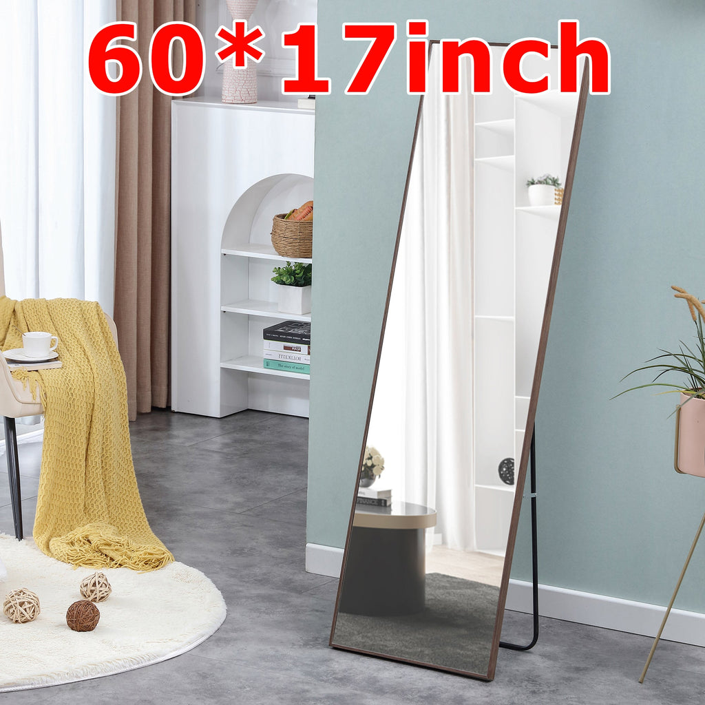 60x17 Brown Solid Wood Frame Full-length Mirror, Dressing Mirror, Bedroom Home Porch