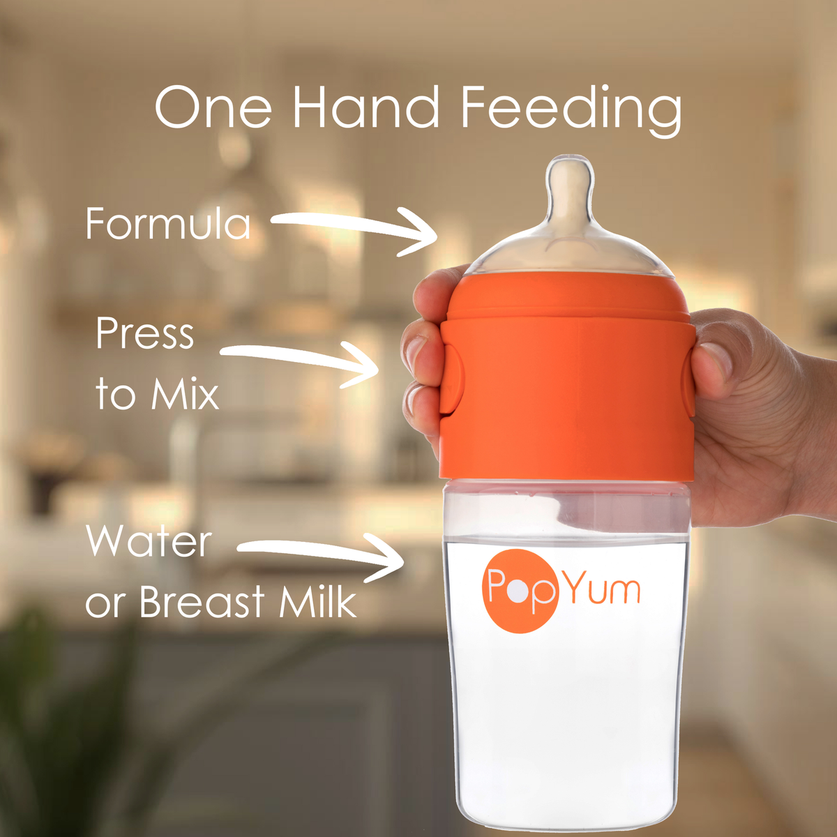 PopYum Orange 7 Piece Bundle: 9oz Bottle 3-Pack + 2 Nipple 2-Packs