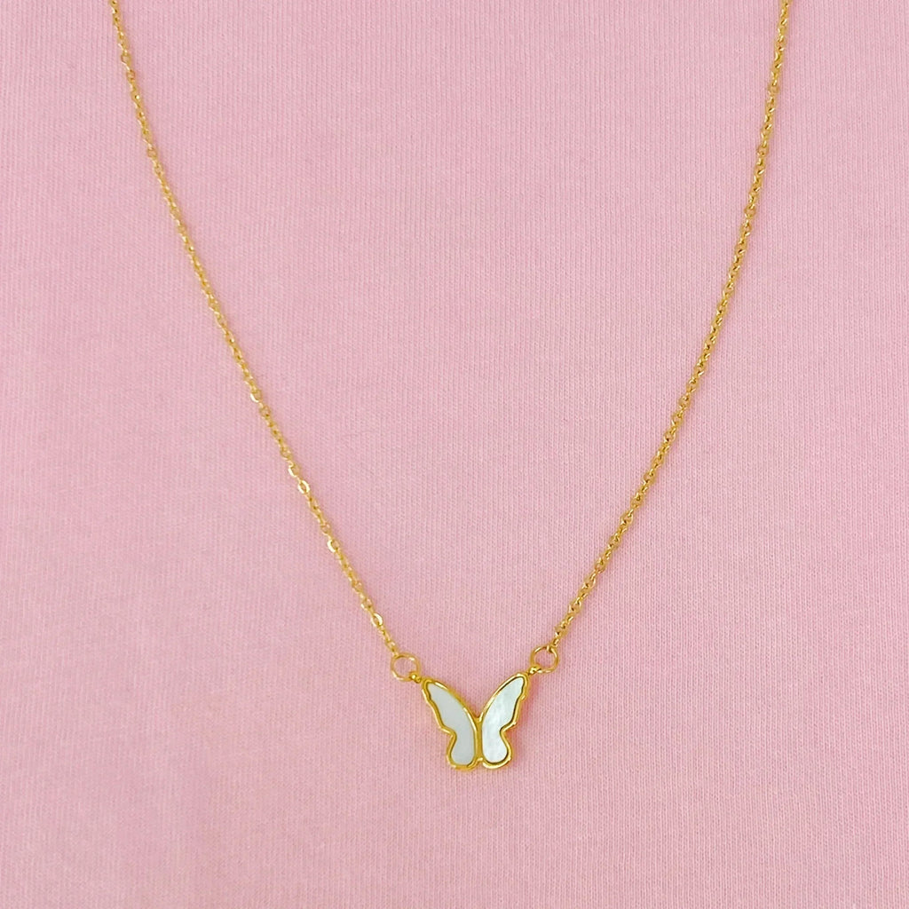 Golden Shell Butterfly Necklace