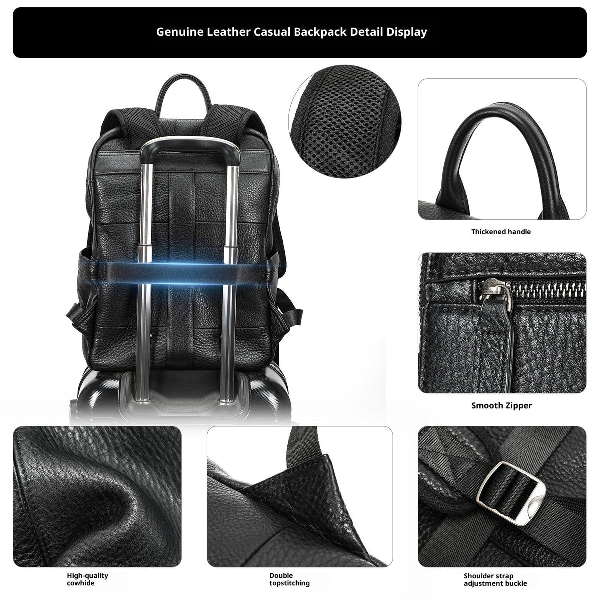 Top Layer Cowhide Backpack Leisure