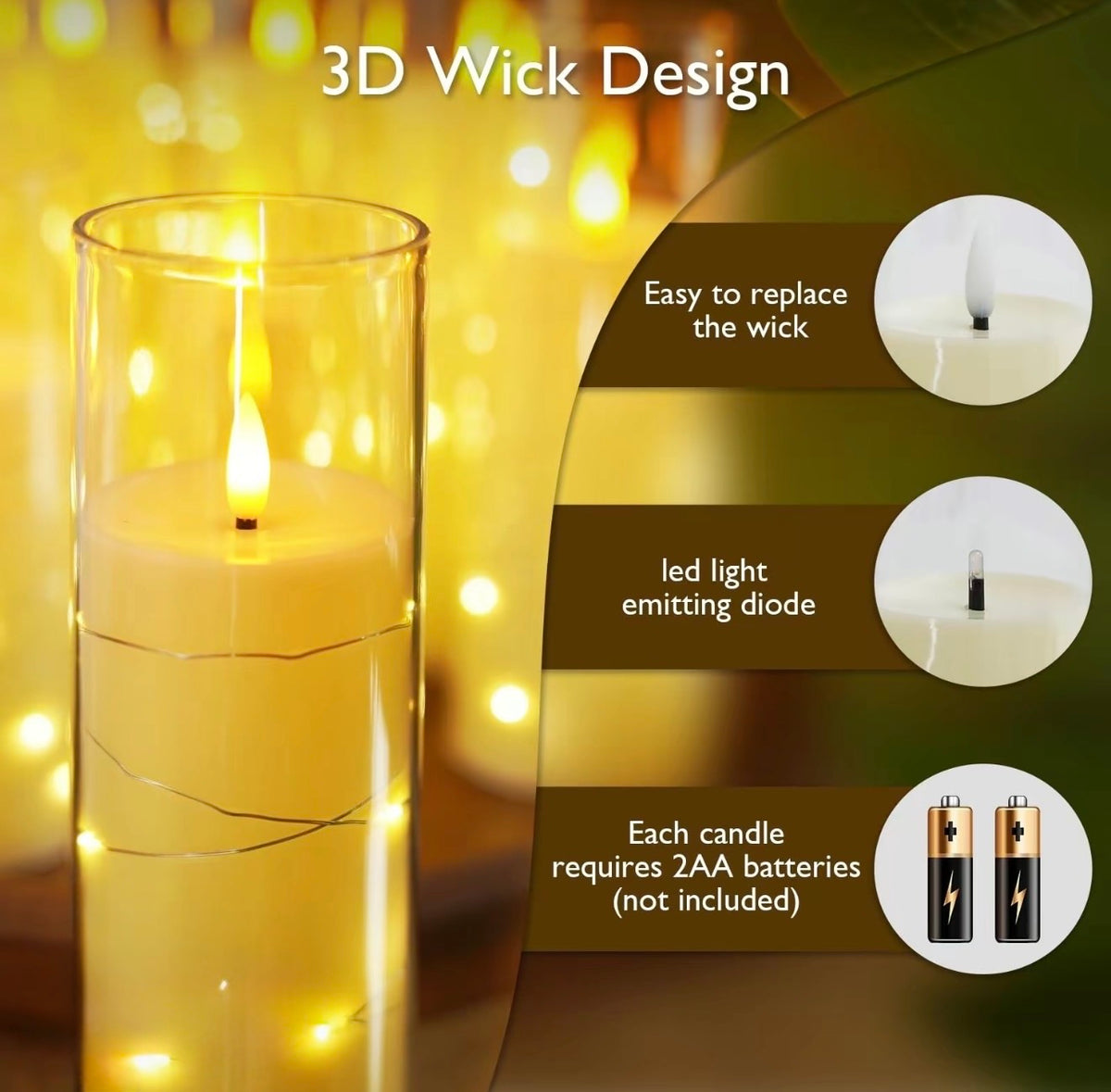 StarGlow LED Pillar Candles
