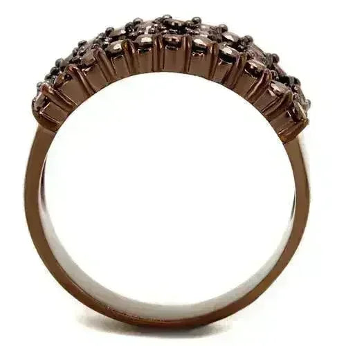 3W1163 IP Coffee Light Brass Ring – AAA Light Coffee CZ Solitaire