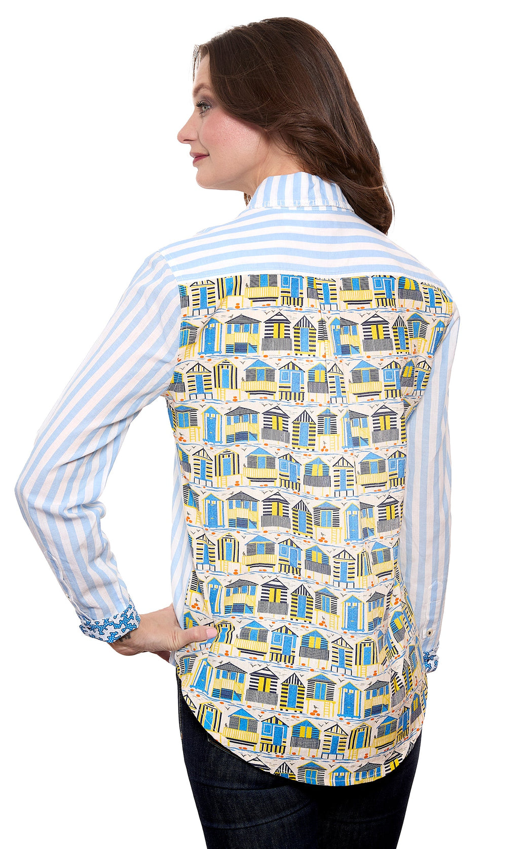 Chesapeake Hi-lo Top, Stripes On The Front, Cabanas On The Back