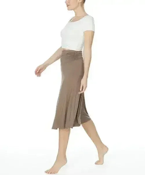 Bamboo Flared Skirt – Organic Mid-Length with Shirring