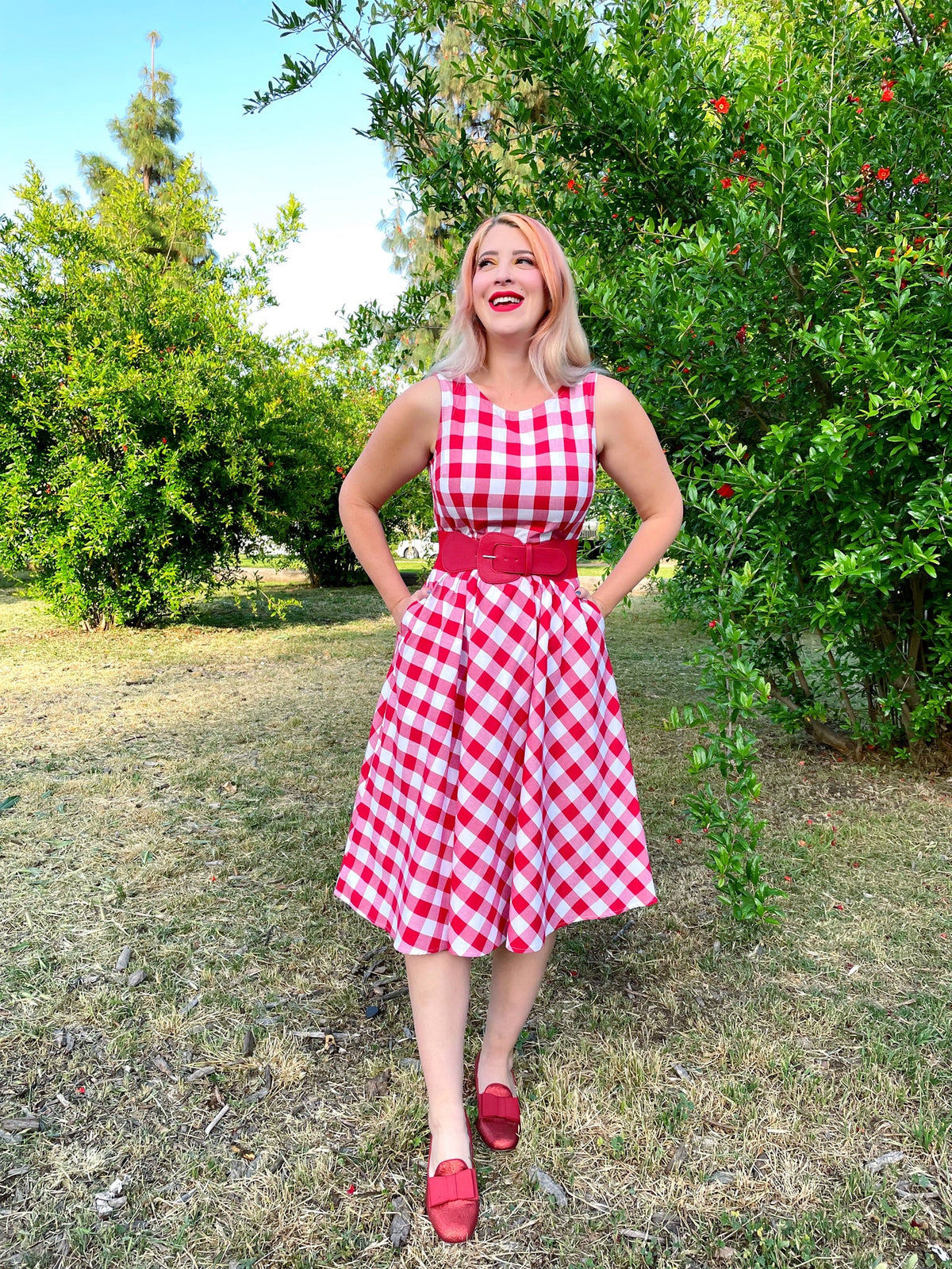 Gingham Midi Dress