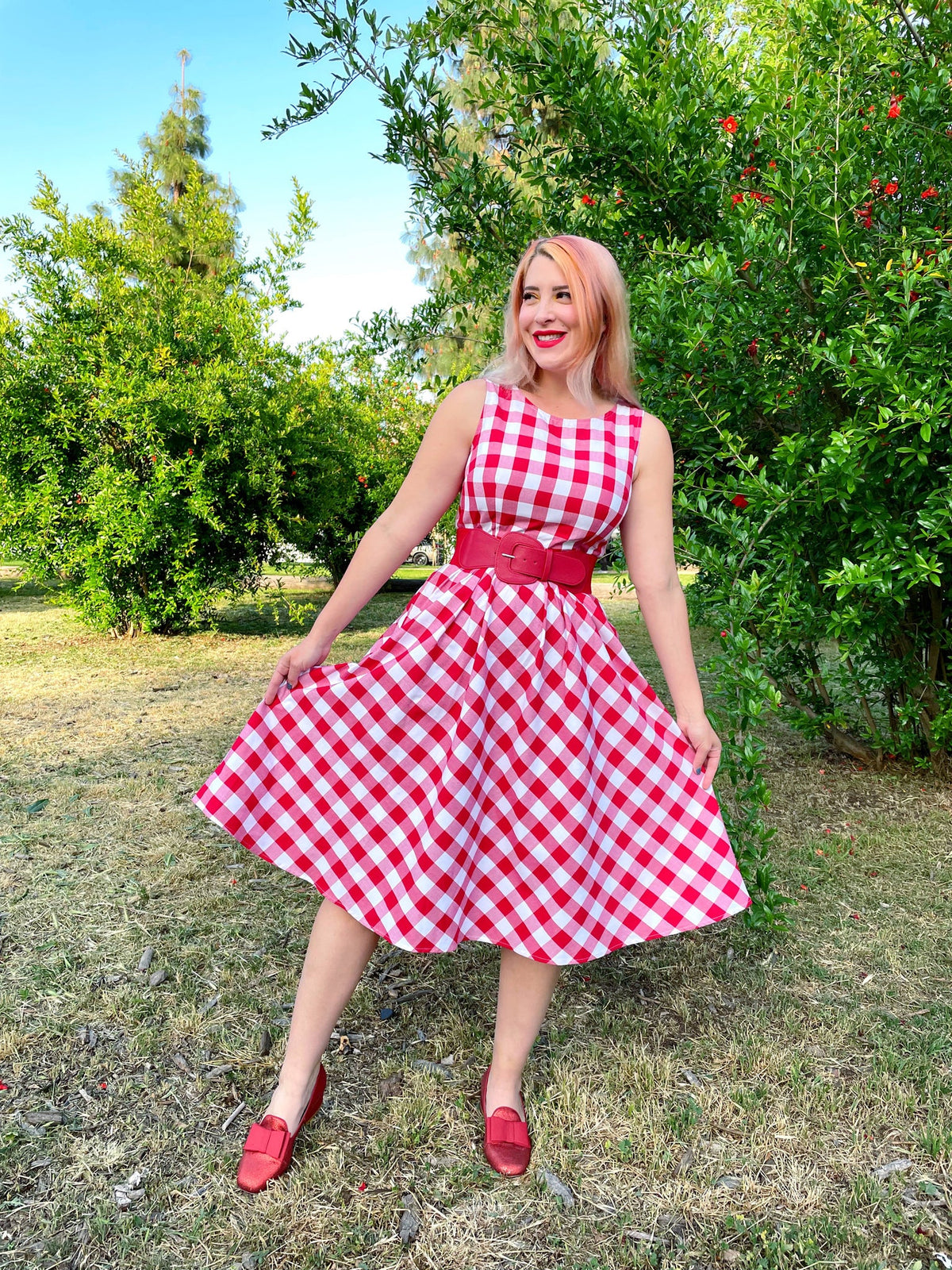 Gingham Midi Dress