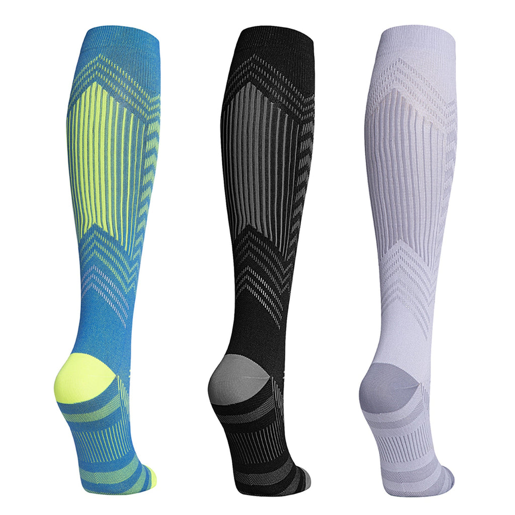 Professional sports pressure socks, running jump rope high leg socks, reflective striped cycling compression socks at night