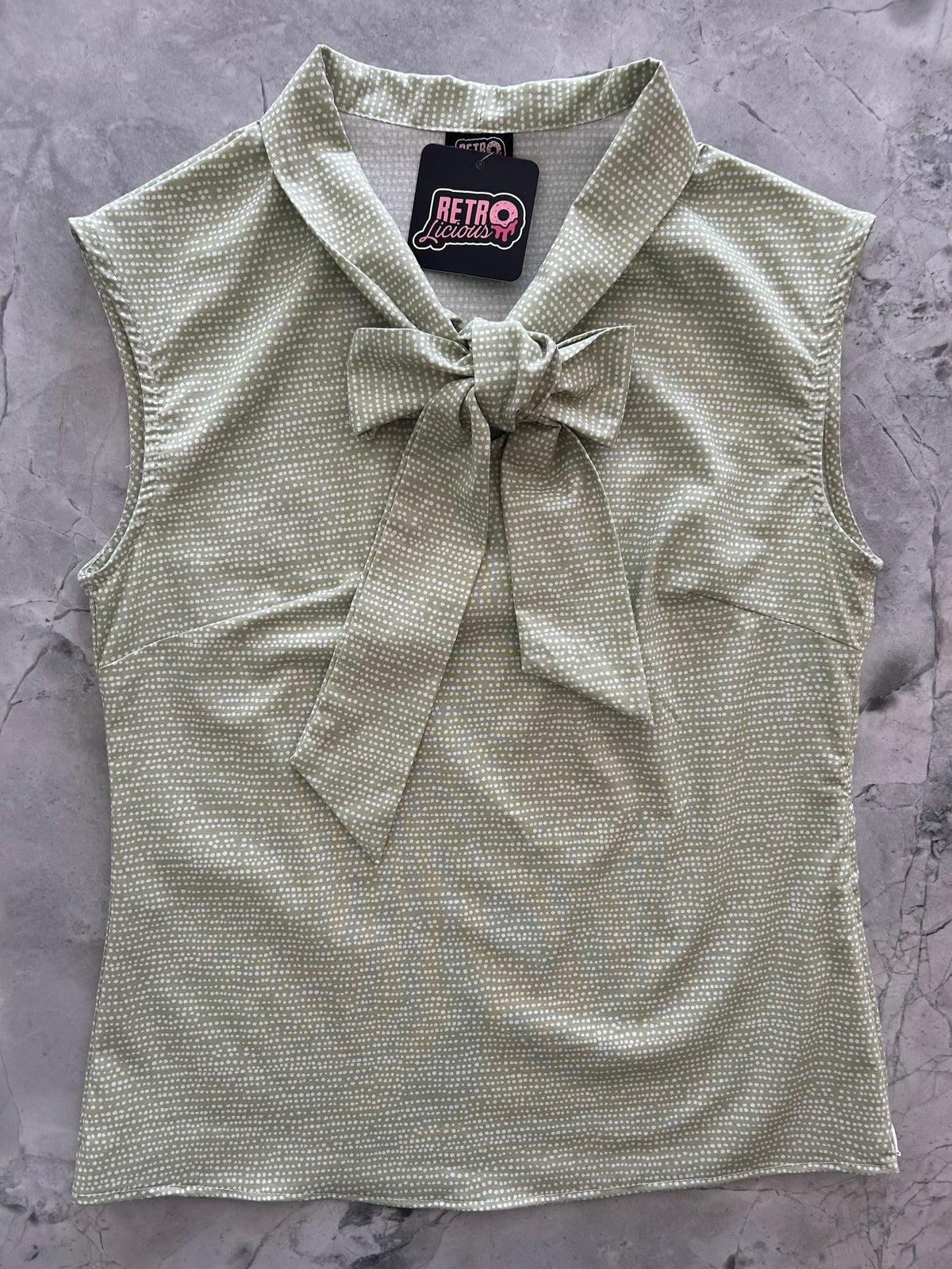 Sage Dot Bow Top