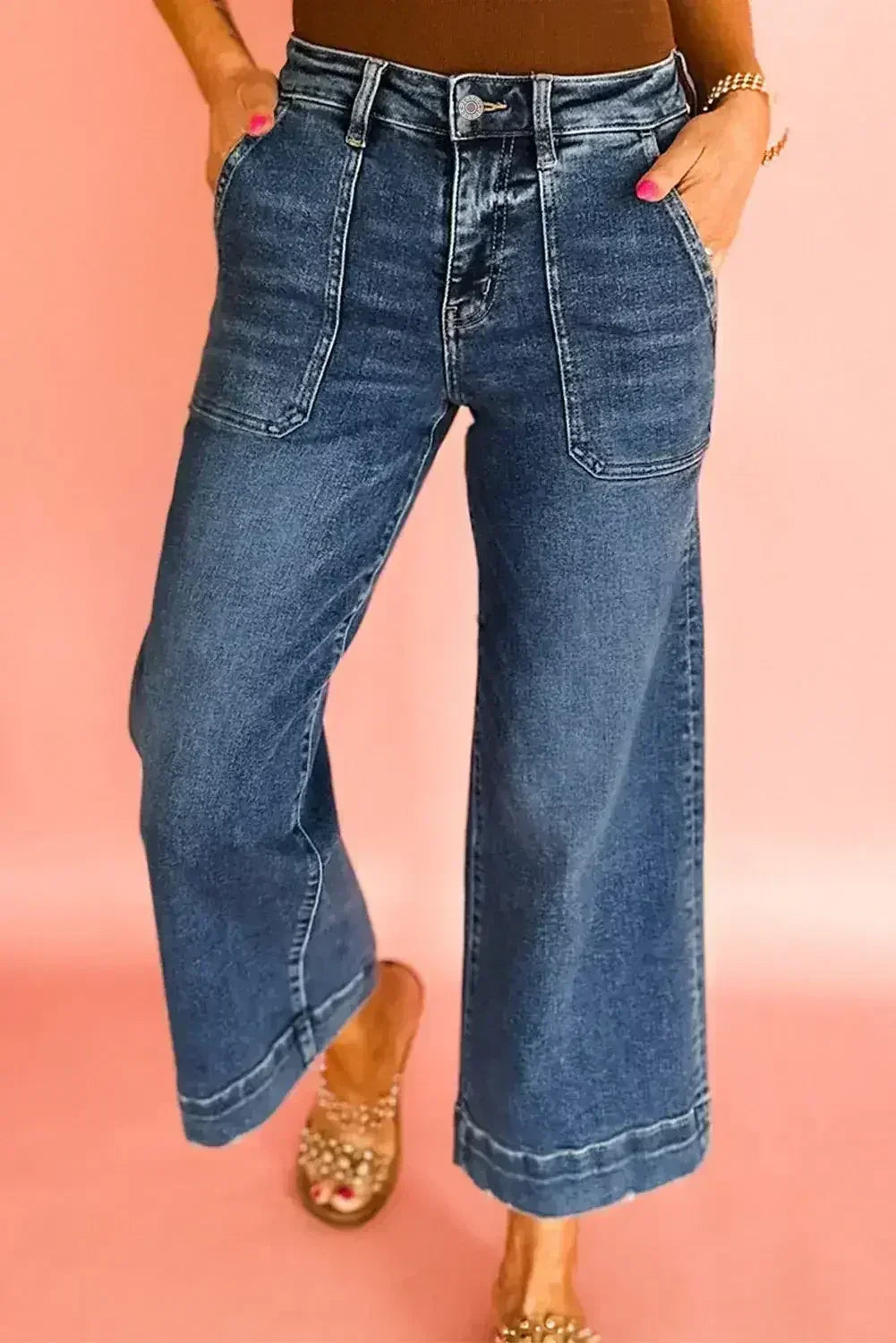Ashleigh Blue Cropped High Rise Wide Leg Jeans