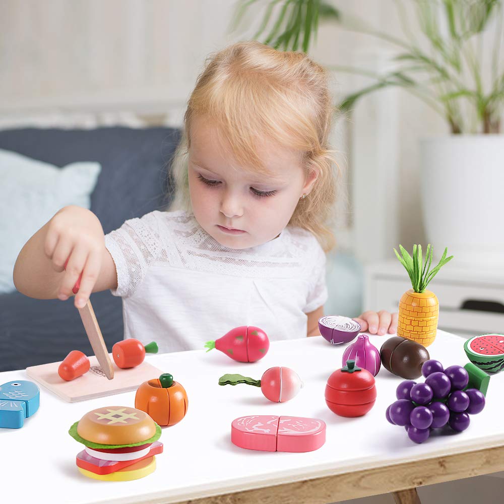 Cutting & Cooking Wooden Fruits & Vegetables Kitchen Set