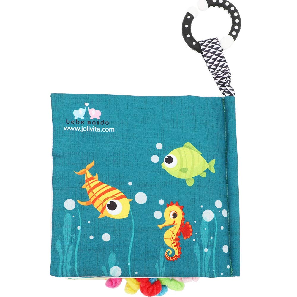 The Ocean Adventure Crinkle Baby Sensory Play Book with Teether Ring