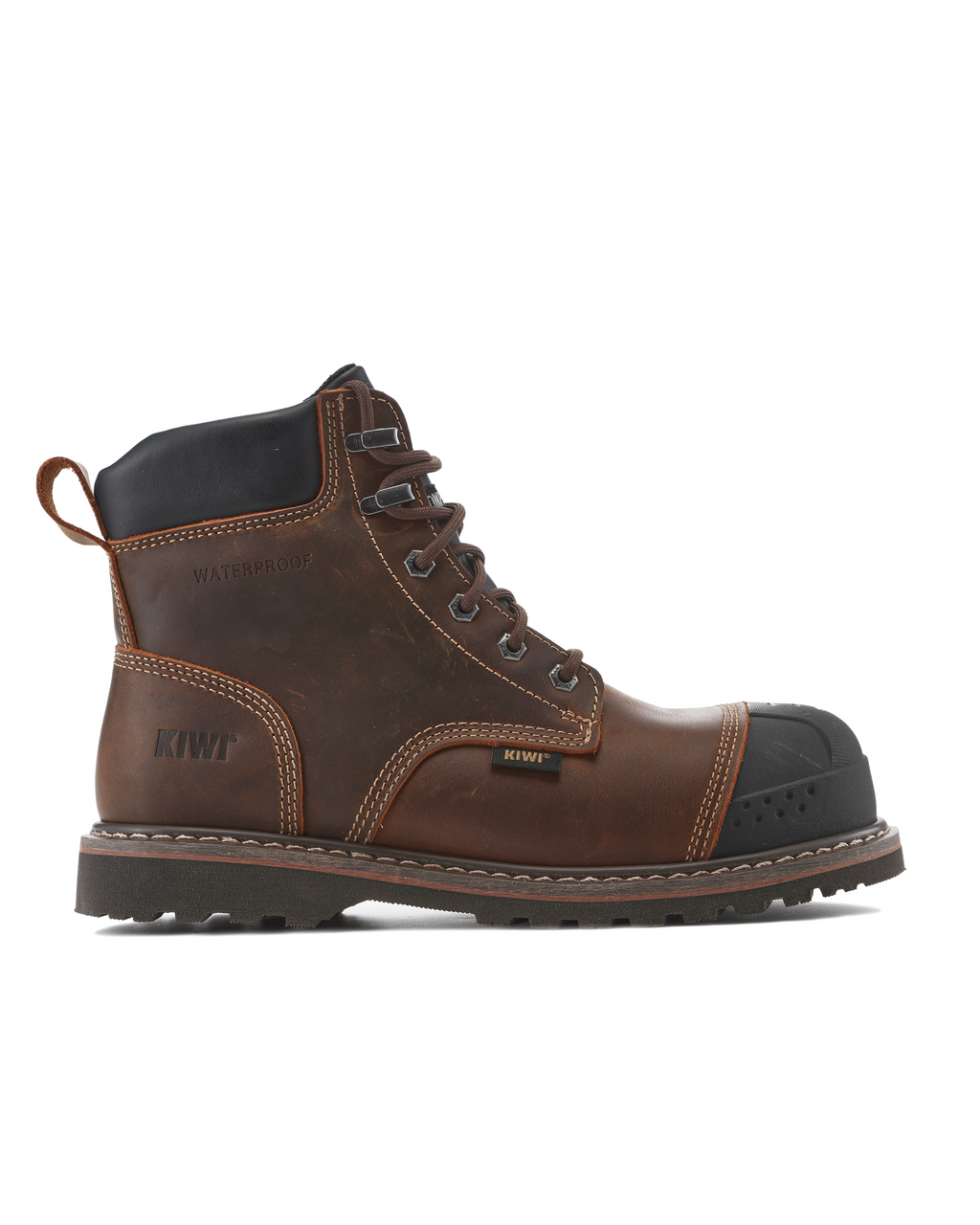 Kiwi Premium Brown Crazy Horse 6" Steel Toe Waterproof Cap-Toe Work Boots [64100]