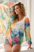BiBi Tie Dye Soft Knit Jersey V-Neck Top | Femstylo