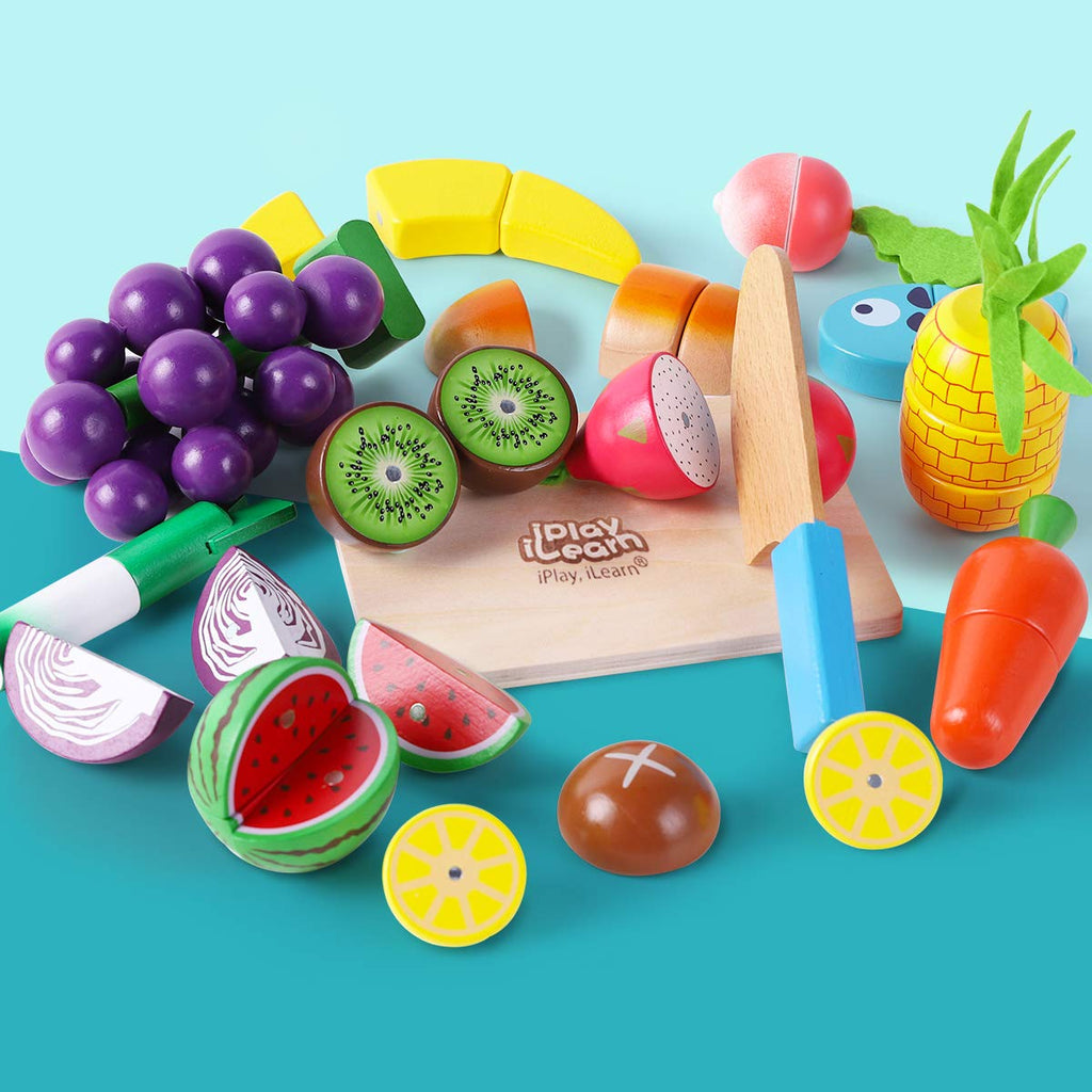 Cutting & Cooking Wooden Fruits & Vegetables Kitchen Set