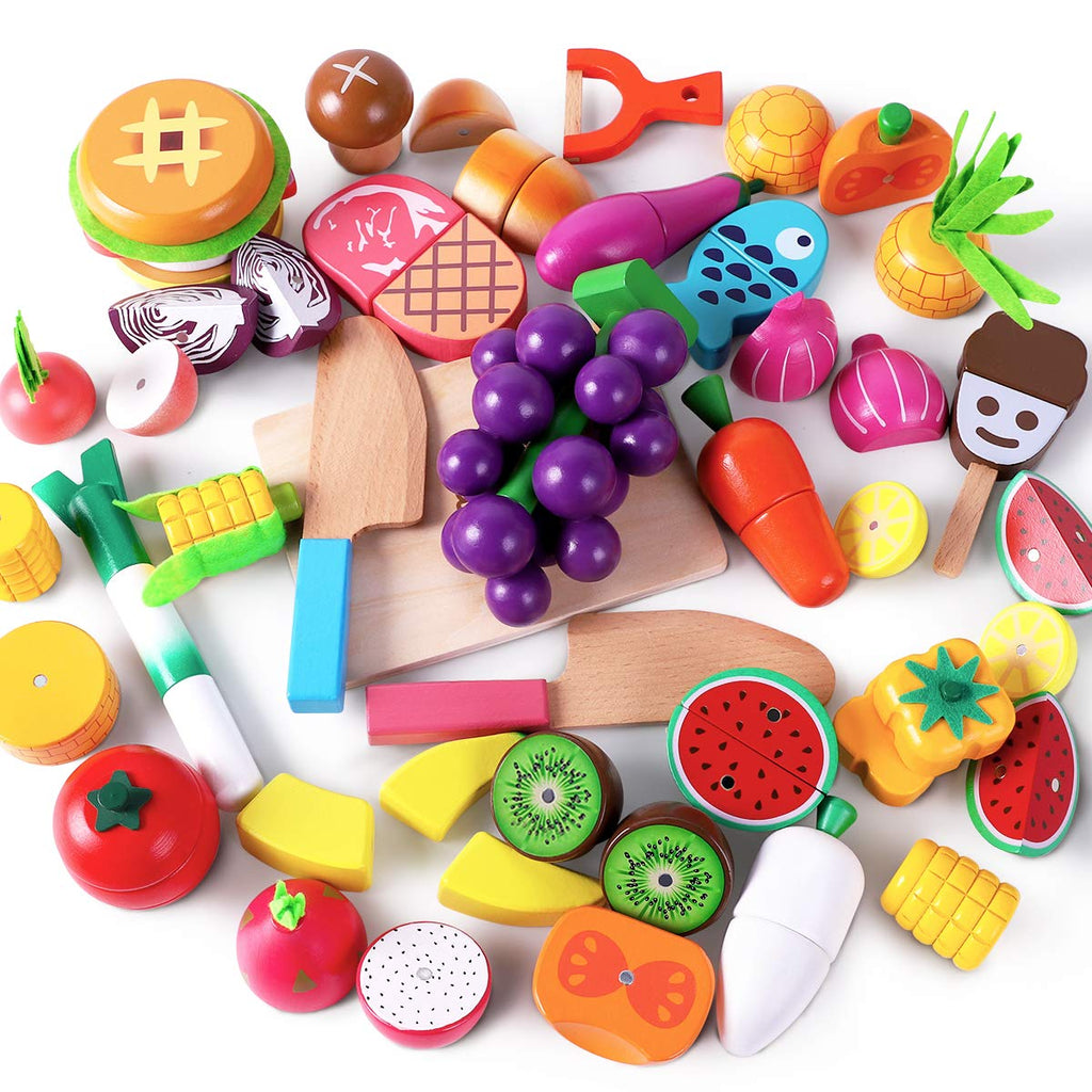 Cutting & Cooking Wooden Fruits & Vegetables Kitchen Set