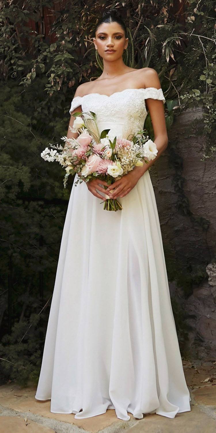 Cinderella Divine 7258W Off The Shoulder Long  Gown