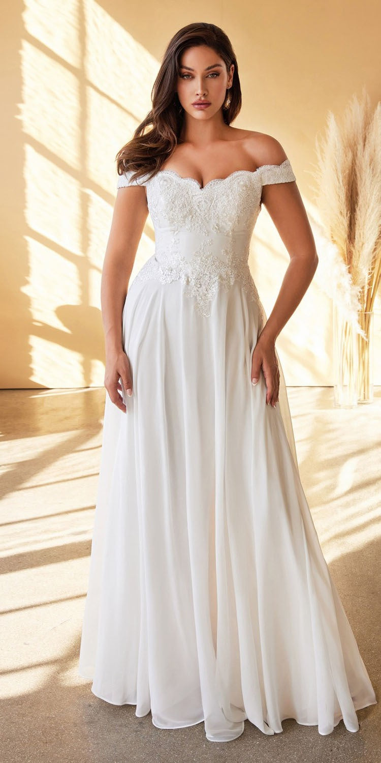 Cinderella Divine 7258W Off The Shoulder Long  Gown