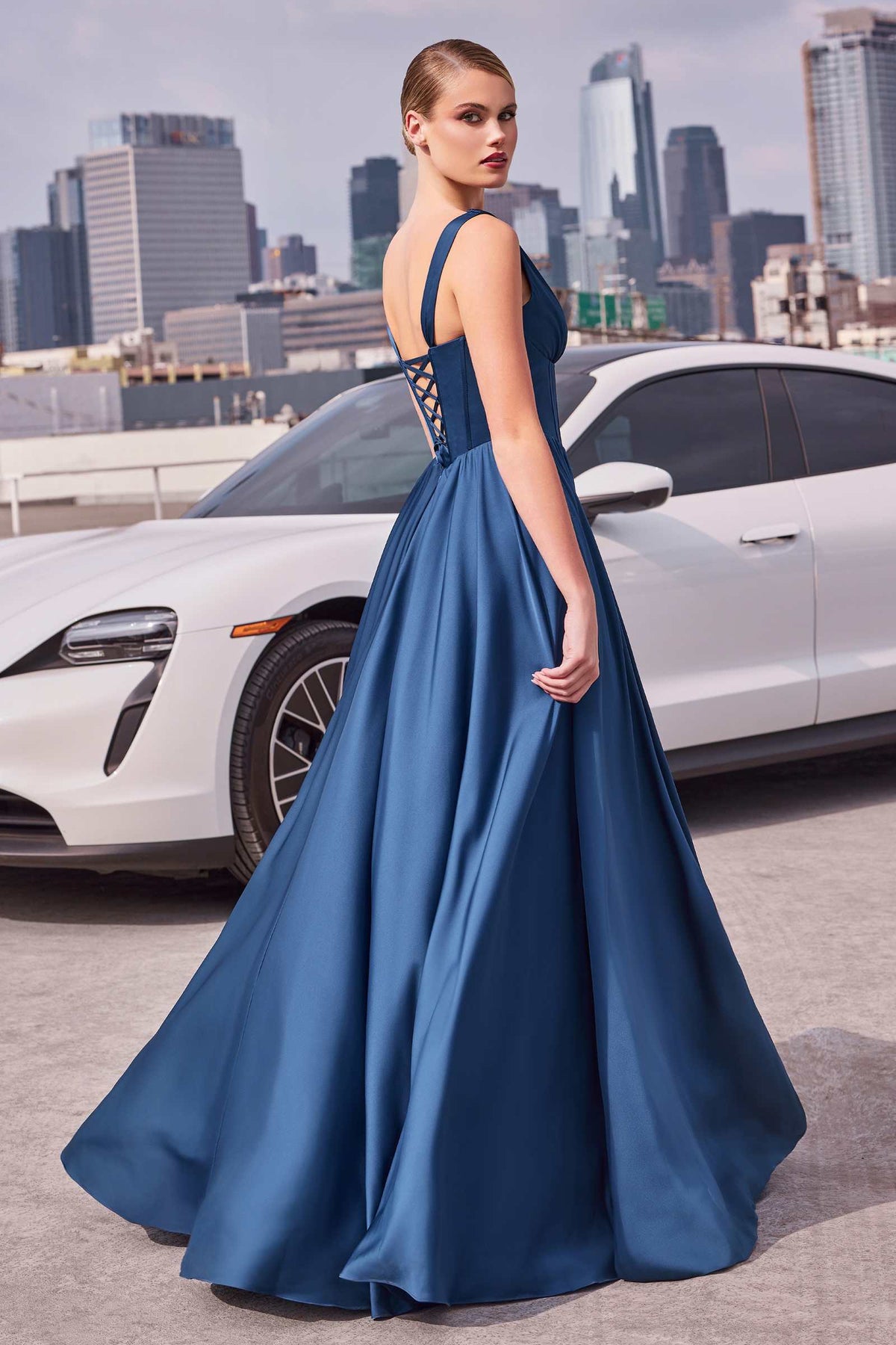 Ladivine 7447 Dress A-Line Soft Satin Gown
