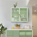 27.56"Glass Doors Modern Two-door Wall Cabinet with Featuring Three-tier Storage Mint Green