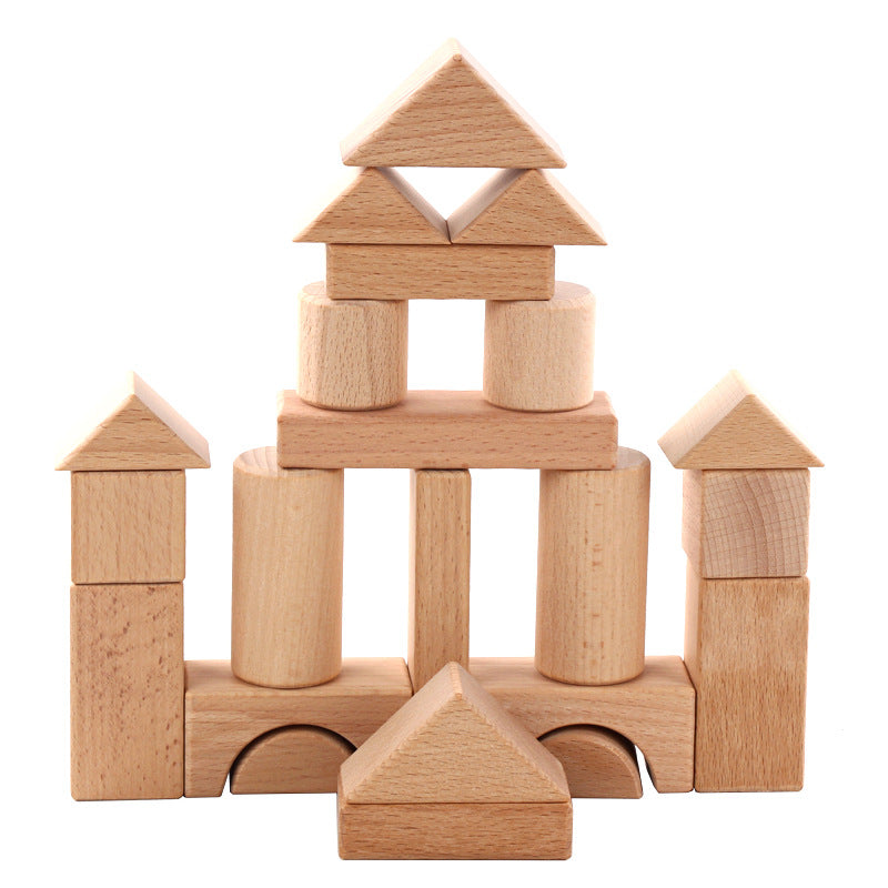 Puzzle Wooden Children's Wooden Boxed Beech 22 Pieces Can Be Bitten Assembled Building Blocks Pile Up Early Education Toys