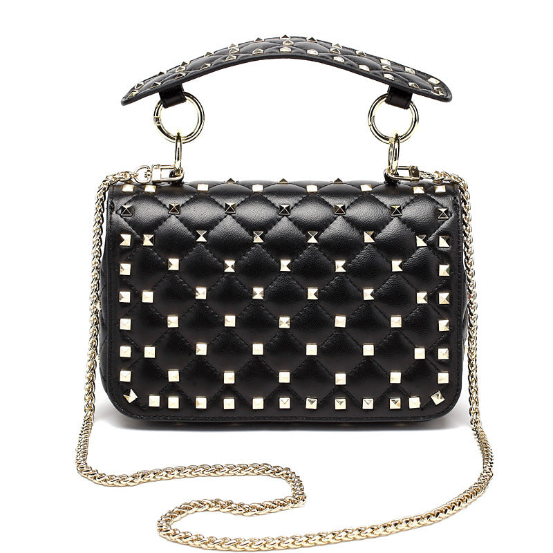 Unique Women's Genuine Leather Rivet Portable Shoulder Bags