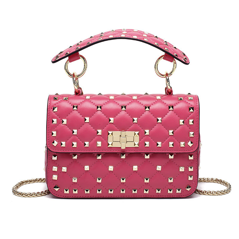 Unique Women's Genuine Leather Rivet Portable Shoulder Bags