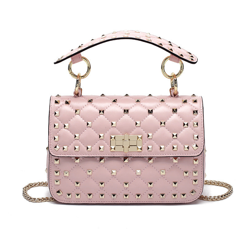 Unique Women's Genuine Leather Rivet Portable Shoulder Bags