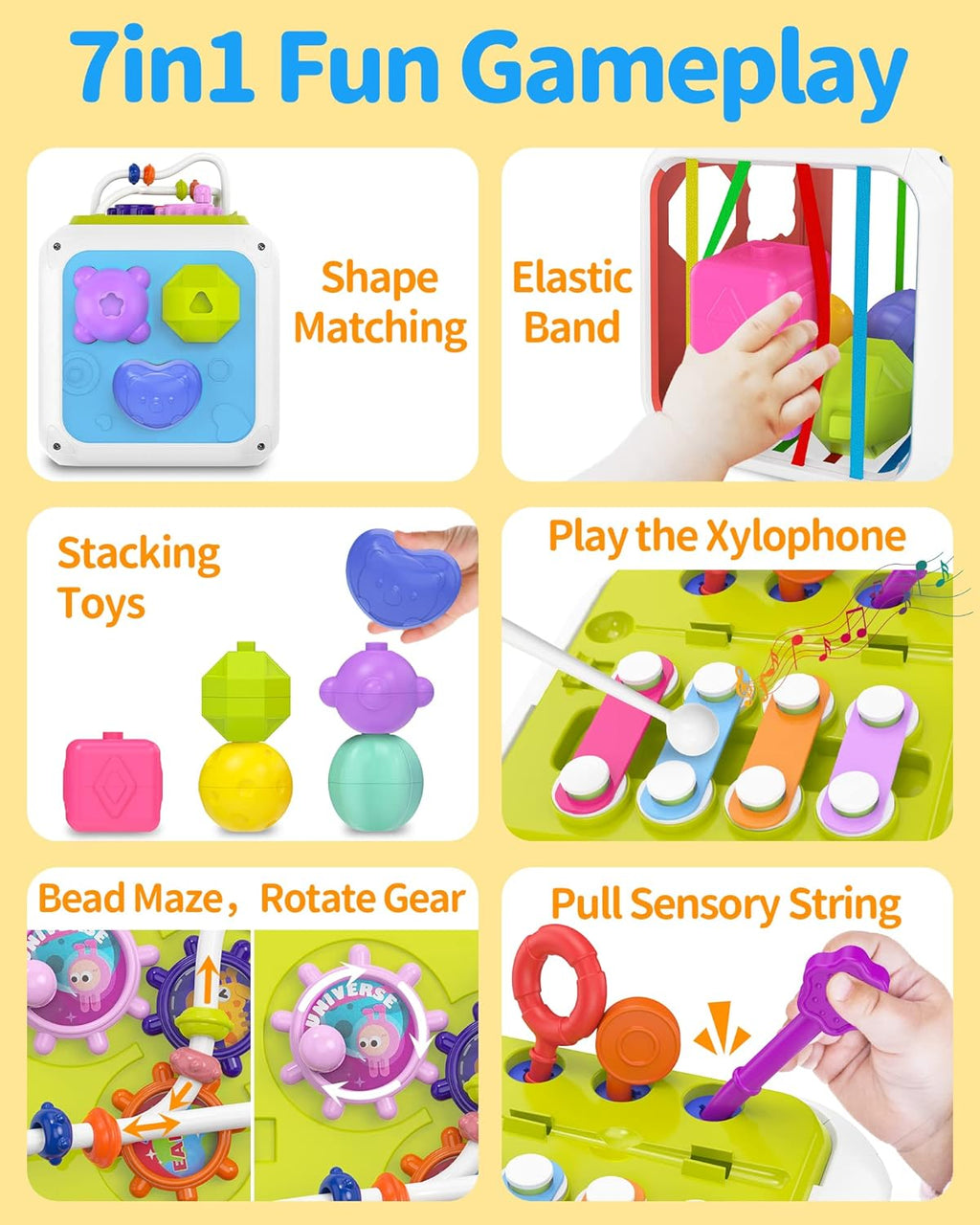Montessori Super Fun Learning Toys for Little Explorers 7-in-1 Sensory Playtime Toddlers Adventure