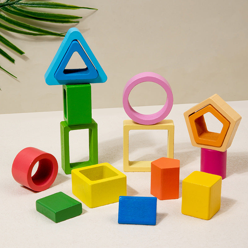 Geometric shape column matching assembly for children's enlightenment, boys and girls' early education puzzle toys, building blocks