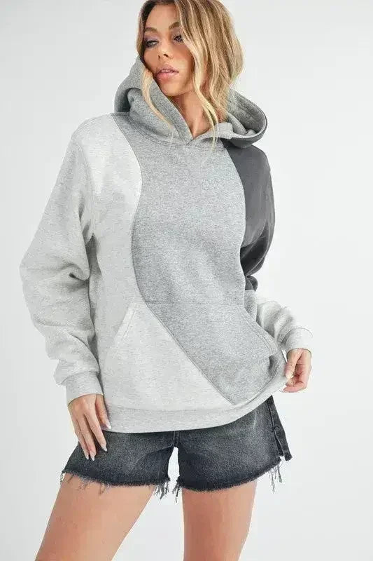 Aemi + Co Color Block Hoodie with Kangaroo Pocket