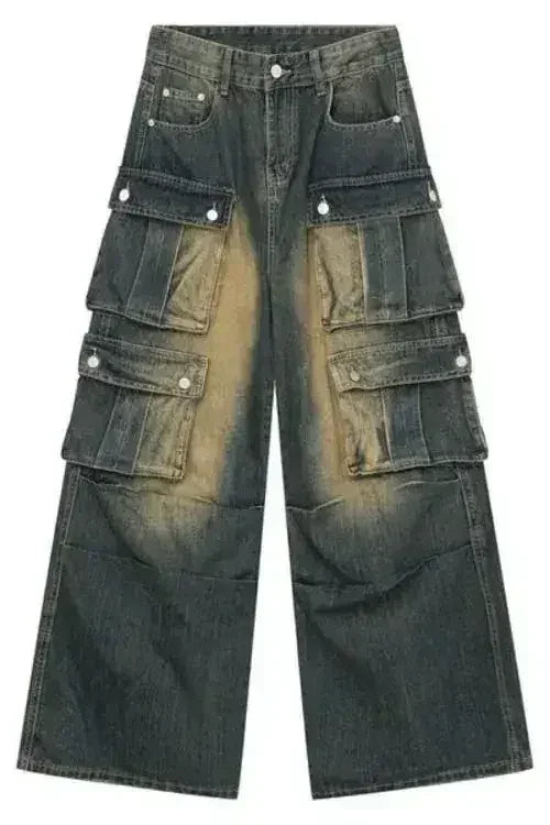 High Waist Jeans with Cargo Pockets