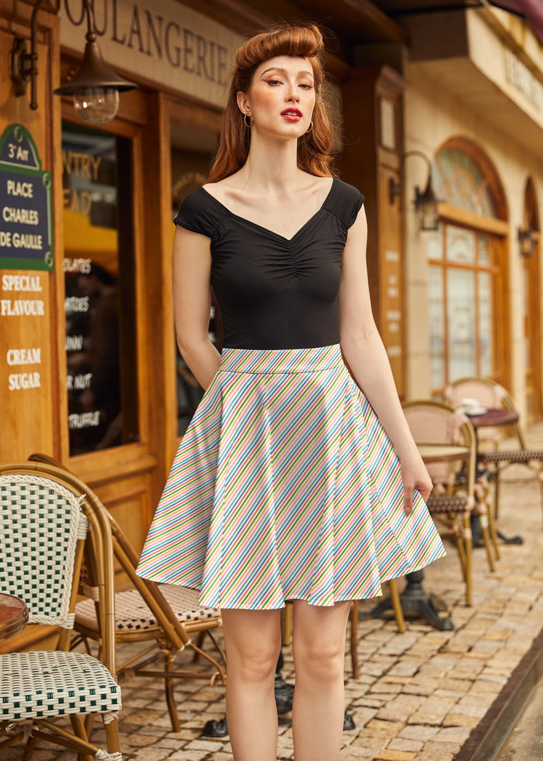 Rainbow Stripe Skater Skirt